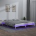 Estructura de cama con LED madera maciza blanco 135x190