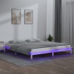 Estructura de cama con LED madera maciza blanco 135x190 cm