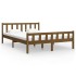 Estructura de cama madera maciza King marrón miel 150x200