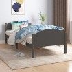 Estructura de cama madera maciza de pino gris oscuro 90x200 cm