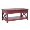 Mesa de centro de madera maciza de caoba marrón 100x55x46 cm