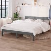 Estructura de cama de madera maciza de pino gris 140x190 cm