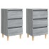 Mesitas de noche 2 uds con patas madera gris Sonoma 40x35x69