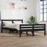 Estructura de cama doble madera maciza negra 135x190