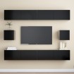 Set de muebles de salón TV 6 piezas madera ingeniería negro