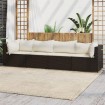 Set muebles de jardín 4 piezas y cojines ratán sintético marrón