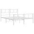 Estructura cama metal con cabecero y estribo blanco 140x200