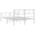 Estructura cama metal con cabecero y estribo blanco 140x200