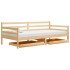 Sofá cama con cajones madera de pino maciza 90x200