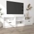 Mueble de TV madera contrachapada blanco brillo 150x33,5x45