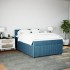 Cama box spring con colchón terciopelo azul 140x200