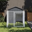 Caseta perros con corral acero galvanizado gris 117x201x123 cm