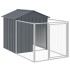 Caseta perros con corral acero galvanizado gris 117x201x123