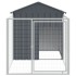 Caseta perros con corral acero galvanizado gris 117x201x123