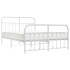 Estructura cama metal con cabecero y estribo blanco 150x200