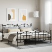 Estructura de cama cabecero y estribo metal negro 193x203cm