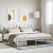 Estructura de cama de metal con cabecero blanco 193x203 cm