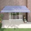 Toldo retráctil aluminio y tela azul y blanco 4x3 m