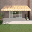 Toldo retráctil aluminio y tela amarillo y blanco 5x3 m