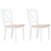 Sillas comedor 2 uds madera maciza caucho blanco y madera claro