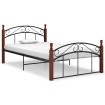 Estructura de cama metal y madera maciza de roble 120x200 cm