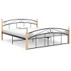 Estructura de cama metal y madera maciza de roble 160x200 cm