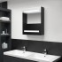 Armario de baño con espejo LED negro brillante 50x14x60