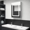 Armario de baño con espejo y LED gris hormigón 50x13x70 cm