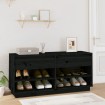 Mueble zapatero de madera maciza de pino negro 110x34x52 cm