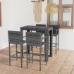 Set muebles bar jardín 5 pzas ratán sintético reposabrazos gris