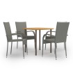 Set de muebles de comedor de jardín 5 piezas ratán PE gris