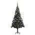 Árbol de Navidad preiluminado con luces y bolas negro 240