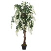 Árbol de wisteria artificial 1260 hojas verde y blanco 180 cm