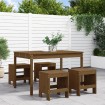 Set de comedor de jardín 5 pzas madera maciza pino marrón miel