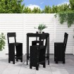 Set de mesa y taburetes altos jardín 5 piezas madera pino negro