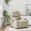 Sillón reclinable de masaje cuero sintético crema