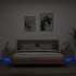 Mesitas de noche de pared con luces LED 2 uds gris