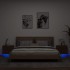 Mesitas de noche de pared con luces LED 2 unidades roble