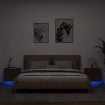 Mesitas de noche de pared con luces LED 2 unidades roble marrón