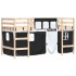 Cama alta niños con cortinas madera pino blanco negro 80x200