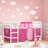 Cama alta para niños con cortinas madera pino rosa 80x200