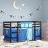 Cama alta para niños con cortinas madera pino azul 80x200