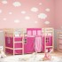 Cama alta para niños con cortinas madera pino rosa 80x200