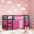 Cama alta para niños con cortinas madera pino rosa 90x190