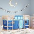 Cama alta para niños con cortinas madera pino azul 90x190