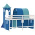 Cama alta para niños con torre madera pino azul 80x200