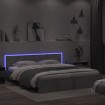 Estructura de cama cabecero y luces LED gris hormigón 180x200cm