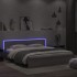 Estructura de cama cabecero y luces LED gris Sonoma 180x200