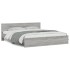 Estructura de cama cabecero y luces LED gris Sonoma 180x200