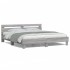 Estructura de cama cabecero y luces LED gris Sonoma 180x200